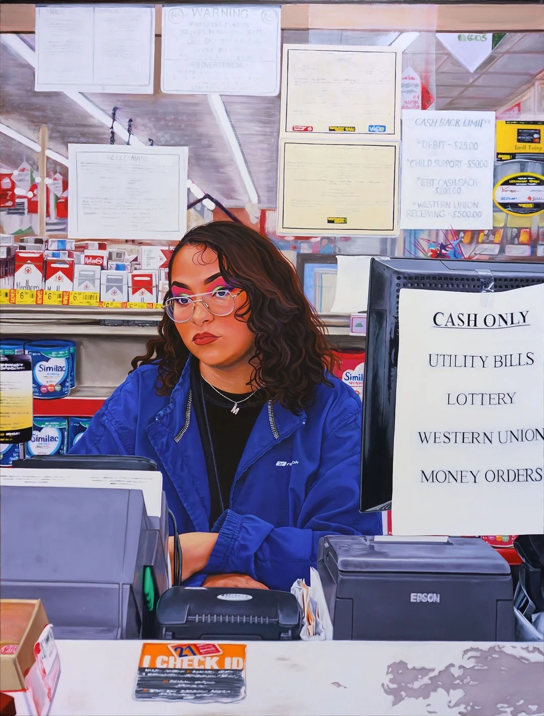 Customer Service Representative - Oil on Canvas (2020) by Marianna Olague